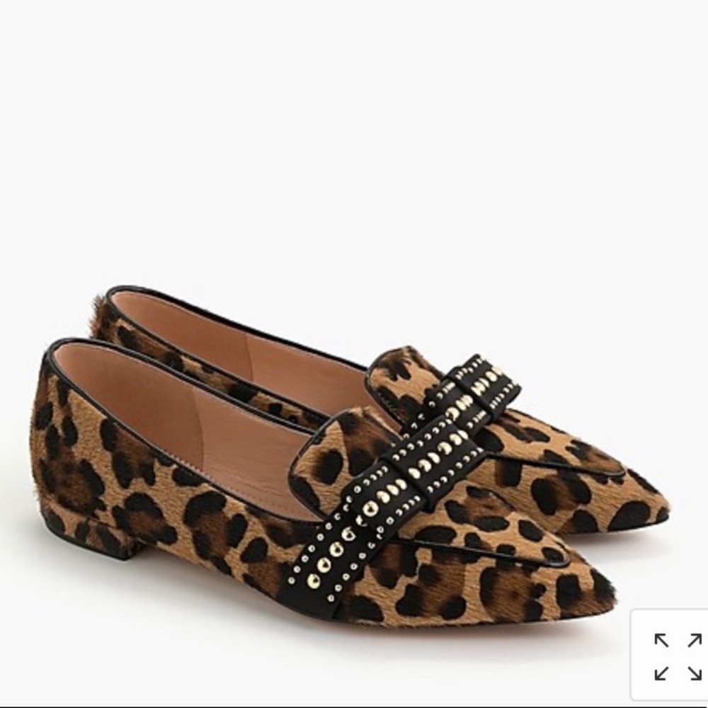 J crew Gwen flats in leopard calf hair size 7